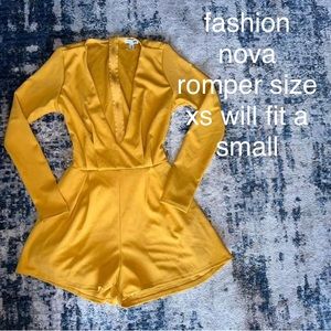 Fashion Nova yellow gold romper size small
